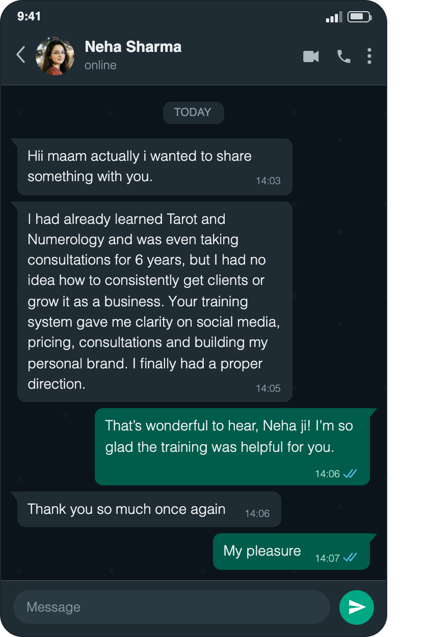 Neha Sharma testimonial